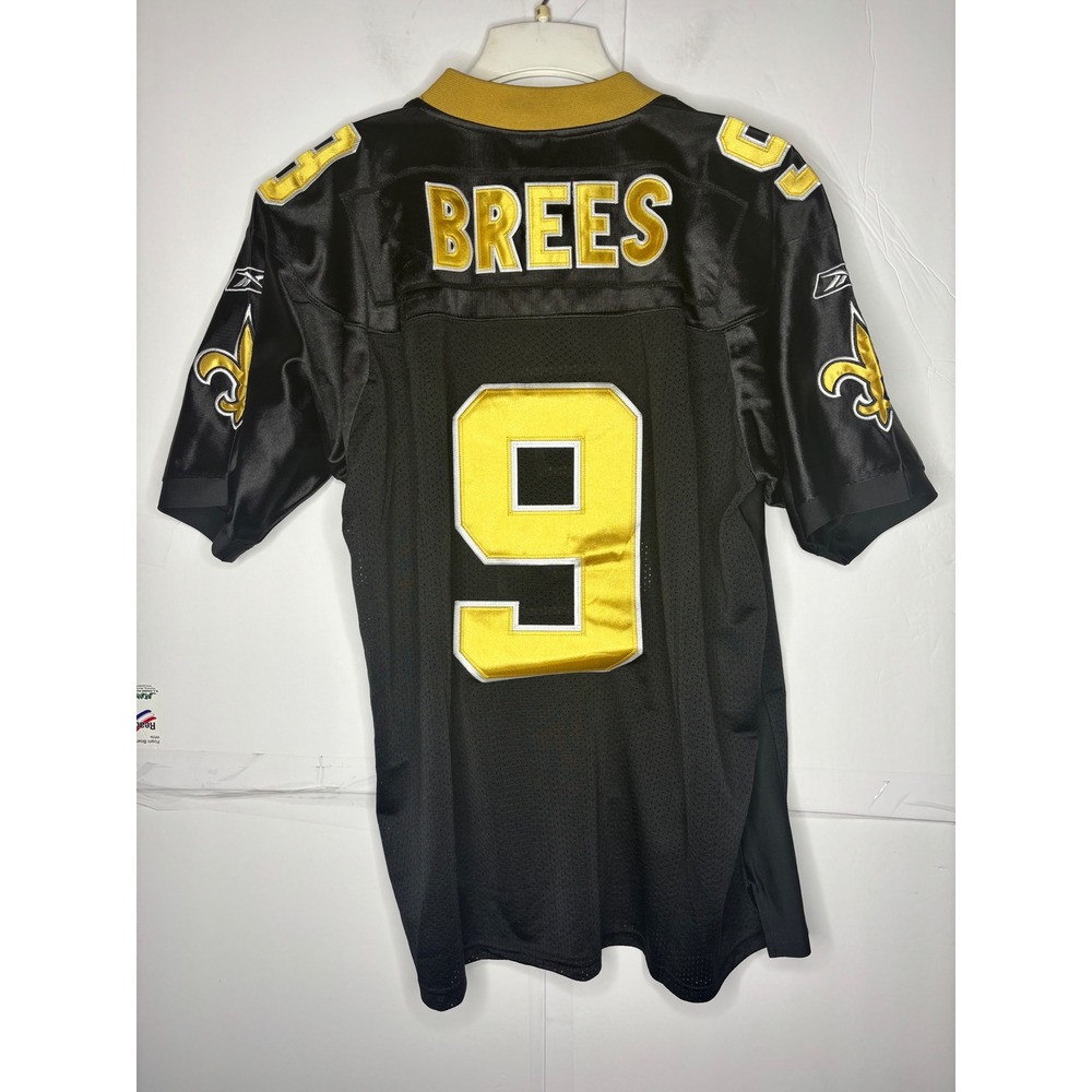 VTG Reebok New Orleans Saints Drew Brees 9 Jersey‎ Black Gold Stitched XL 54